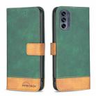 For Motorola Moto G62 BF11 Color Matching Skin Feel Leather Phone Case(Green) - 1