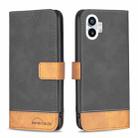 For Nothing Phone 1 BF11 Color Matching Skin Feel Leather Phone Case(Black) - 1