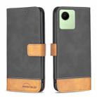 For Realme C30 BF11 Color Matching Skin Feel Leather Phone Case(Black) - 1