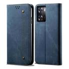 For Realme V23 / Narzo 50 / Oppo A77 5G / A57 4G Denim Texture Casual Style Horizontal Flip Leather Phone Case(Blue) - 1