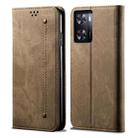 For Realme V23 / Narzo 50 / Oppo A77 5G / A57 4G Denim Texture Casual Style Horizontal Flip Leather Phone Case(Khaki) - 1