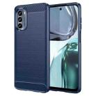 For Motorola Moto G62 5G Brushed Texture Carbon Fiber TPU Phone Case(Blue) - 1