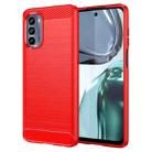 For Motorola Moto G62 5G Brushed Texture Carbon Fiber TPU Phone Case(Red) - 1