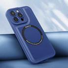 For iPhone 14 Magsafe Magnetic Plain Leather Phone Case (Royal Blue) - 1