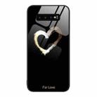 For Samsung Galaxy S10+ Colorful Painted Glass Phone Case(Black Love) - 1