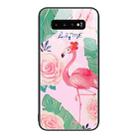 For Samsung Galaxy S10+ Colorful Painted Glass Phone Case(Flamingo) - 1