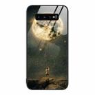 For Samsung Galaxy S10+ Colorful Painted Glass Phone Case(Moon) - 1