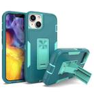 For iPhone 14 Plus Magnetic Holder Phone Case (Lake Blue + Blue Green) - 1