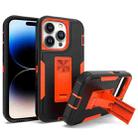 For iPhone 14 Pro Max Magnetic Holder Phone Case (Black + Orange) - 1