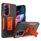 For Motorola Edge+ 2022 Magnetic Holder Phone Case(Black + Orange) - 1