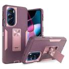 For Motorola Edge+ 2022 Magnetic Holder Phone Case(Purple Red + Rose Gold) - 1