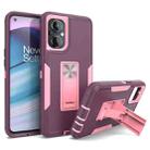 For OnePlus Nord N20 5G Magnetic Holder Phone Case(Purple Red + Rose Gold) - 1