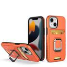 For iPhone 13 mini Card Shield Magnetic Holder Phone Case (Orange) - 1