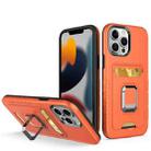 For iPhone 13 Pro Max Card Shield Magnetic Holder Phone Case (Orange) - 1