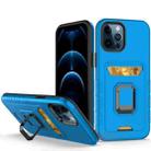 For iPhone 12 Pro Max Card Shield Magnetic Holder Phone Case(Royal Blue) - 1