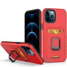 For iPhone 12 Pro Max Card Shield Magnetic Holder Phone Case(Orange) - 1