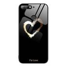 For Huawei Enjoy 8e Colorful Painted Glass Phone Case(Black Love) - 1