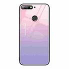 For Huawei Enjoy 8e Colorful Painted Glass Phone Case(Purple Sky) - 1