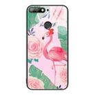 For Huawei Enjoy 8e Colorful Painted Glass Phone Case(Flamingo) - 1