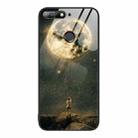 For Huawei Enjoy 8e Colorful Painted Glass Phone Case(Moon) - 1