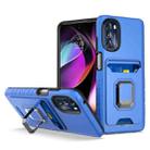 For Motorola Moto G 5G Card Shield Magnetic Holder Phone Case(Royal Blue) - 1