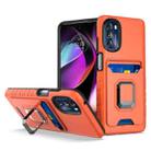 For Motorola Moto G 5G Card Shield Magnetic Holder Phone Case(Orange) - 1