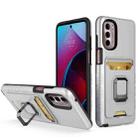 For Motorola Moto G Stylus 2022 Card Shield Magnetic Holder Phone Case(Silver) - 1