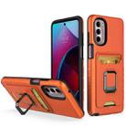 For Motorola Moto G Stylus 2022 Card Shield Magnetic Holder Phone Case(Orange) - 1