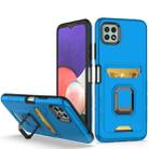 For Samsung Galaxy A22 5G Card Shield Magnetic Holder Phone Case(Royal Blue) - 1