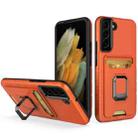 For Samsung Galaxy S22 5G Card Shield Magnetic Holder Phone Case(Orange) - 1