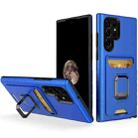 For Samsung Galaxy S22 Ultra 5G Card Shield Magnetic Holder Phone Case(Royal Blue) - 1