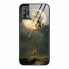 For Realme 7 Colorful Painted Glass Phone Case(Moon) - 1