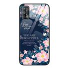 For Realme 7 Colorful Painted Glass Phone Case(Flower) - 1