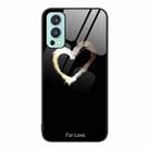 For OnePlus Nord 2 5G Colorful Painted Glass Phone Case(Black Love) - 1