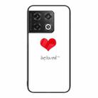 For OnePlus 10 Pro Colorful Painted Glass Phone Case(Red Heart) - 1