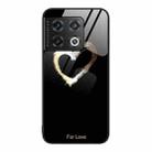 For OnePlus 10 Pro Colorful Painted Glass Phone Case(Black Love) - 1