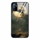 For OnePlus Nord N100 Colorful Painted Glass Phone Case(Moon) - 1