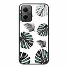 For Xiaomi Redmi Note 11E Colorful Painted Glass Phone Case(Banana Leaf) - 1