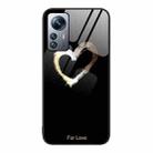 For Xiaomi 12 Pro Colorful Painted Glass Phone Case(Black Love) - 1