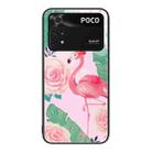 For Xiaomi Poco M4 Pro Colorful Painted Glass Phone Case(Flamingo) - 1