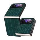 For Samsung Galaxy Z Flip3 5G Leather Shockproof Protective Phone Case(Green Crocodile Texture) - 1