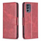 For Motorola Moto G62 Lambskin Texture Leather Phone Case(Red) - 1