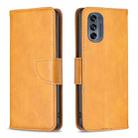 For Motorola Moto G62 Lambskin Texture Leather Phone Case(Yellow) - 1