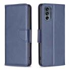 For Motorola Moto G62 Lambskin Texture Leather Phone Case(Blue) - 1