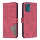 For Motorola Moto G42 4G Magnetic Buckle Rhombus Texture Leather Phone Case(Red) - 1