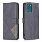 For Motorola Moto G42 4G Magnetic Buckle Rhombus Texture Leather Phone Case(Black) - 1