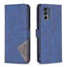 For Motorola Moto G62 Magnetic Buckle Rhombus Texture Leather Phone Case(Blue) - 1