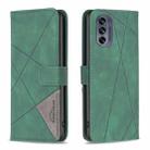 For Motorola Moto G62 Magnetic Buckle Rhombus Texture Leather Phone Case(Green) - 1