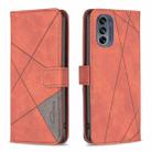 For Motorola Moto G62 Magnetic Buckle Rhombus Texture Leather Phone Case(Brown) - 1