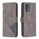 For Motorola Moto G62 Magnetic Buckle Rhombus Texture Leather Phone Case(Grey) - 1